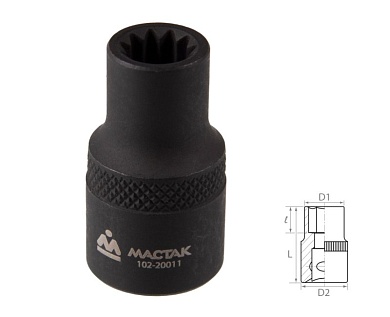 Головка для монтажа / демонтажа тормозных суппортов МАСТАК 102-20011