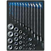 KING TONY Набор комбинированных ключей, набор торцевых головок 1/4", 3/8", 1/2", ложемент, 40 предметов KING TONY 9-9040SRV