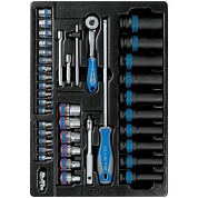 KING TONY Набор ударных головок 1/2" и торцевых головок 1/4" с принадлежностями, ложемент, 40 предметов KING TONY 9-7540MR