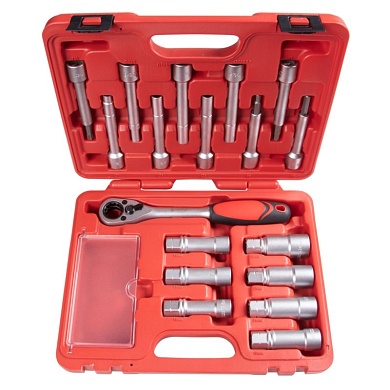 Набор торцевых головок и насадок для обслуживания амортизационных стоек, кейс, 18 предметов МАСТАК 100-10018C