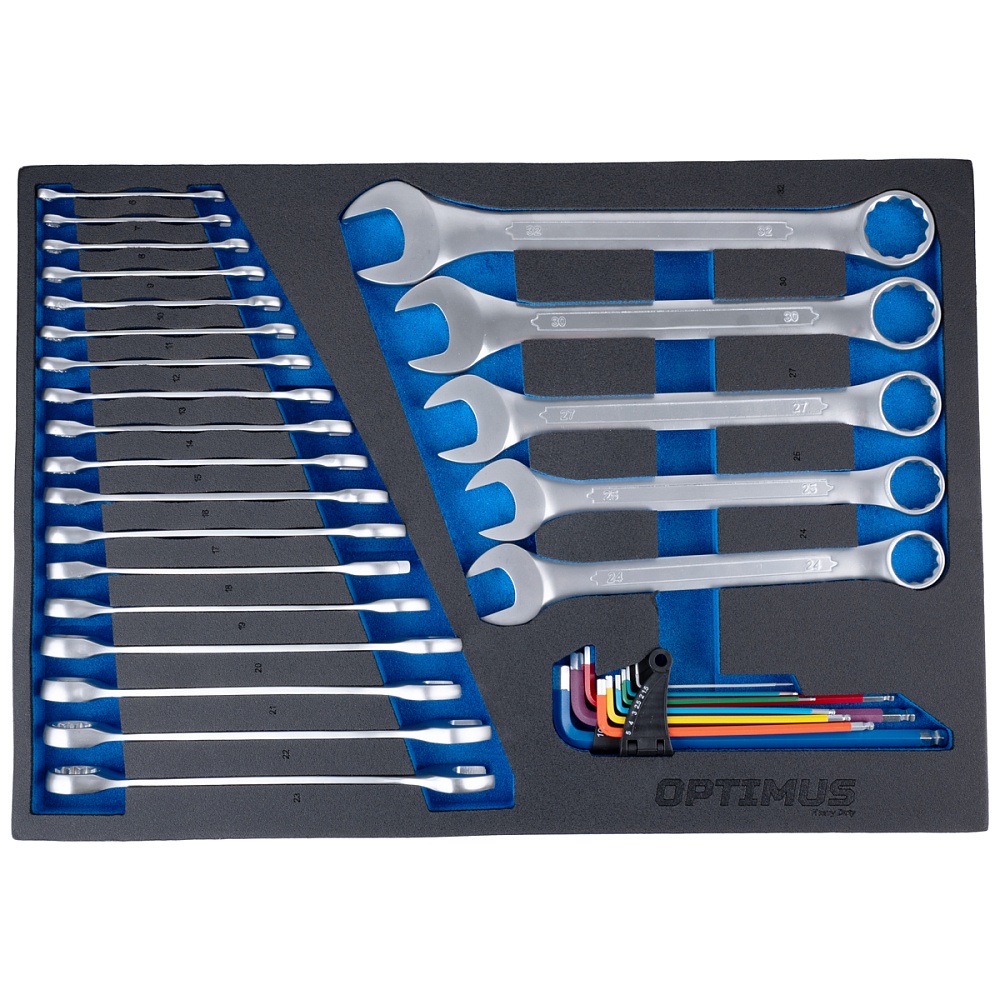 OPT-717M Тележка инструментальная 7 полок с набором инструментов, металлическая столешница OPTIMUS