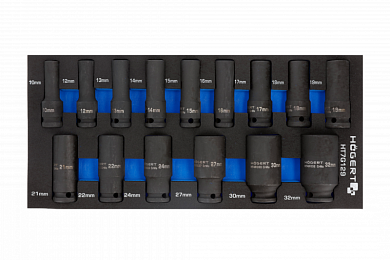 HOEGERT Набор ударных глубоких шестигранных головок 15шт., ложемент EVA